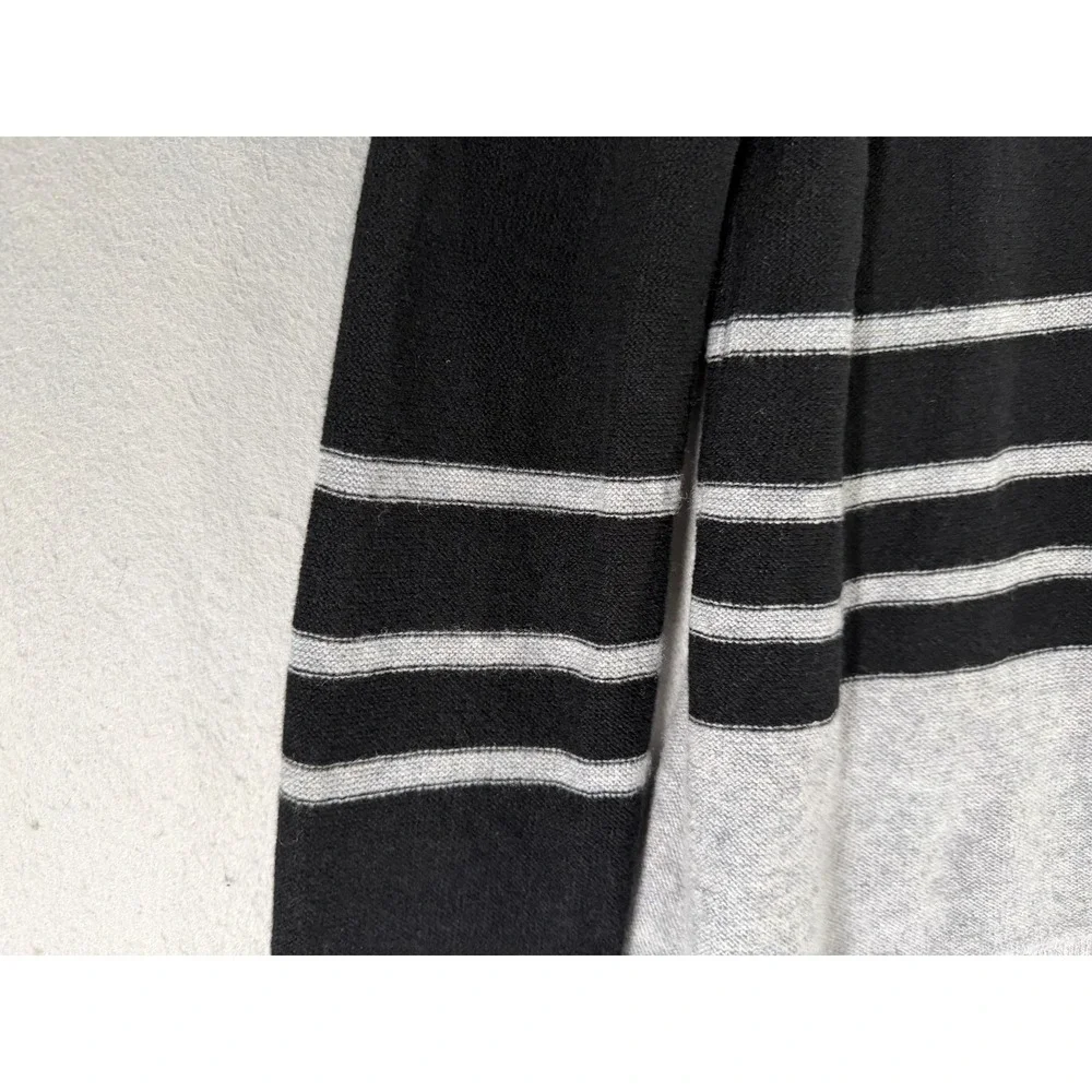 Griffen‎ Cashmere Sweater Womens XL Black Gray Quiet Luxury Dark Academia Stripe